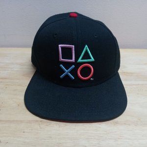 Sony PlayStation Controller Buttons Black Snapback Hat Ripple Junction Flat Brim